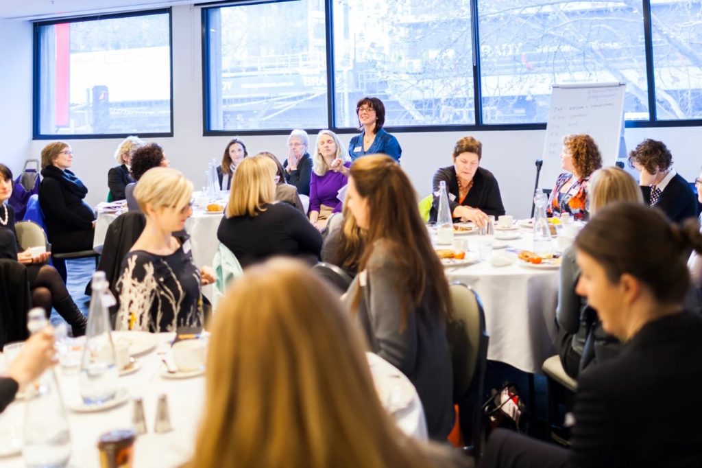 One of the first Take on Board breakfasts. A group of fabulous women sit around tables listening to governance tips and tips on where to search for board roles.