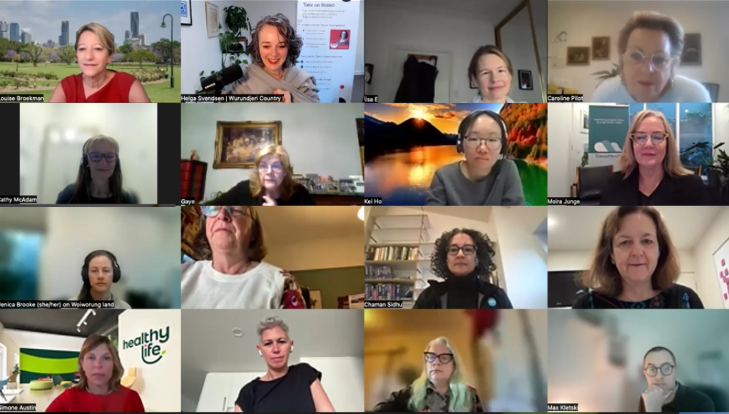 Zoom image of online event (gallery view of various participants)